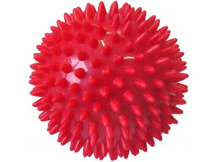 ACRA Míček masážní 7,5cm červený balónek ježek s bodlinkami v krabici