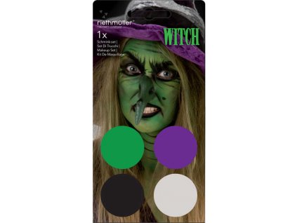 Make-up čarodějnice set 4 obličejové barvy + štětec malování na obličej