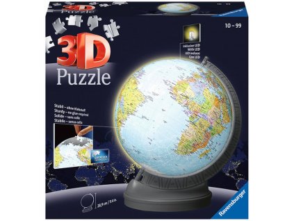 RAVENSBURGER Puzzleball 3D Globus skládačka 548 dílků na baterie Světlo LED  + Dárek zdarma