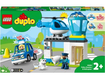LEGO DUPLO Policejní stanice a vrtulník na baterie Světlo Zvuk 10959 STAVEBNICE  + Dárek zdarma