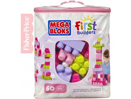 FISHER PRICE MEGA BLOKS Stavebnice 60 dílků v plastové tašce pro holky