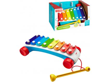 FISHER PRICE Baby xylofon tahací zábavný na kolečkách 8 kláves plast  + Dárek zdarma