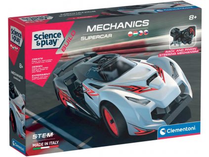 CLEMENTONI Mechanická laboratoř Závodní auto Supercar 100 dílků STAVEBNICE