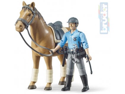 BRUDER 62507 Figurka policista herní set s koněm a doplňky  + Dárek zdarma