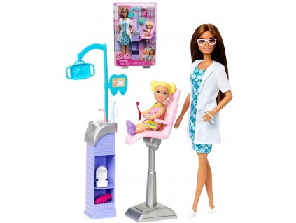 MATTEL BRB Panenka Barbie povolání zubařka hnědovláska set s panenkou  + Dárek zdarma