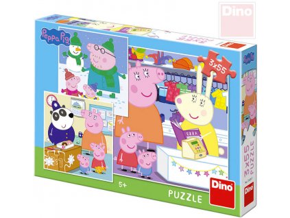 DINO Puzzle 3x55 dílků Peppa Pig Veselé odpoledne 18x18cm skládačka 3v1