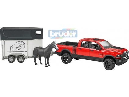 BRUDER 02501 (2501) Set auto terénní džíp RAM s přepravníkem a koněm model 1:16  + Dárek zdarma