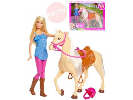 MATTEL BRB Panenka žokejka Barbie jezdecký set s koněm a doplňky  + Dárek zdarma