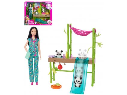 MATTEL BRB Záchrana pandy herní set panenka Barbie s doplňky  + Dárek zdarma