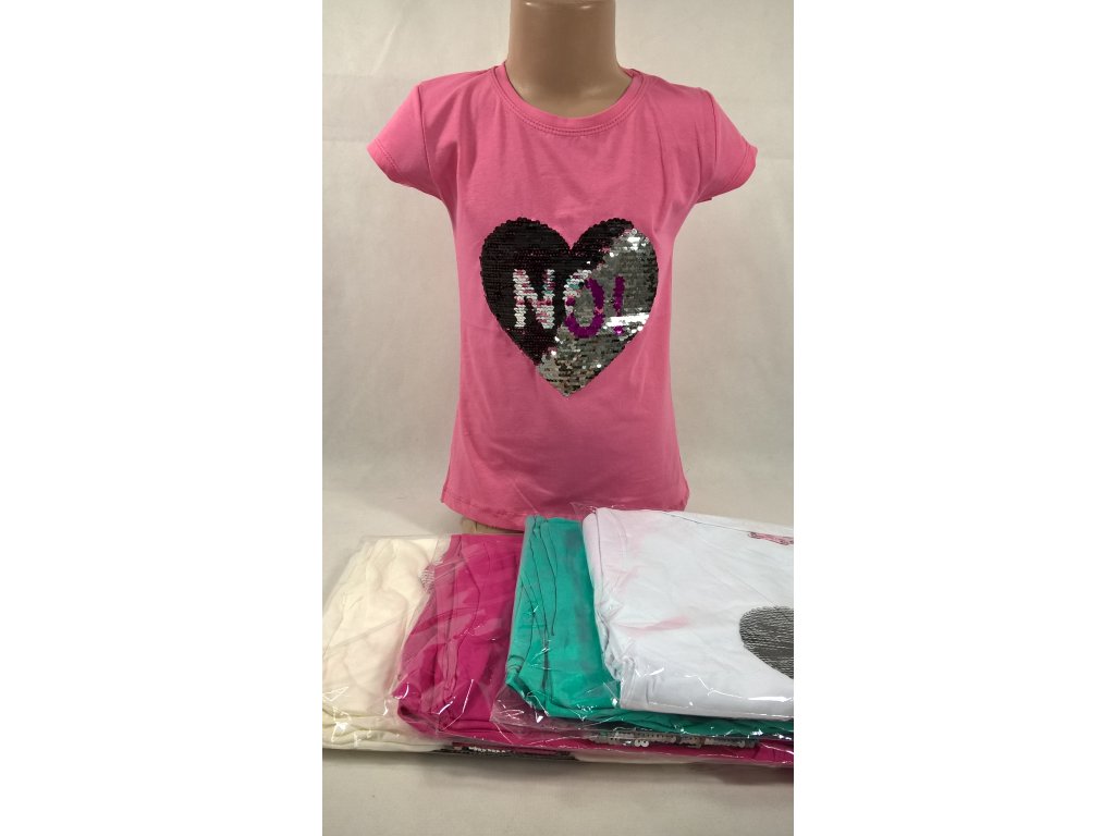 Dievčenské tričko s flitrami - srdce NO! - www.shopando.eu, s.r.o.