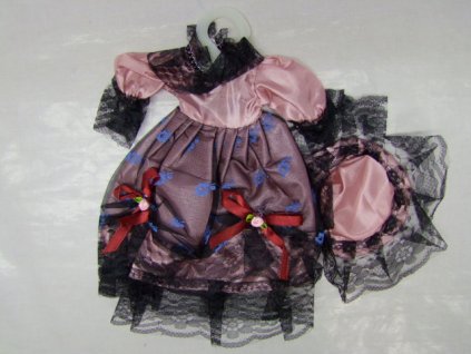 Šaty + klobúk pre bábiky (Farba Ružová, Veľkosť Neurčená)