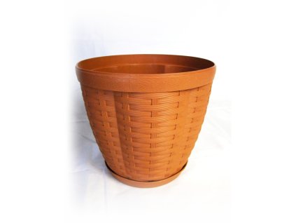 Kvetináč ratan výška 19cm (Farba Hnedá, Veľkosť Neurčená)