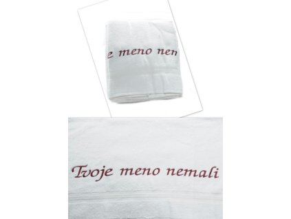 Osuška Tvoje meno nemali - biela 70x140cm, PoloTrade (Farba Biela, Veľkosť 70x140cm)