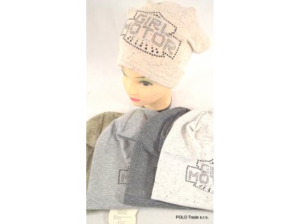 Detská dievčenská čiapka - GIRL MOTOR, C-5-0668 (Farba Šedá, Veľkosť 54-56)