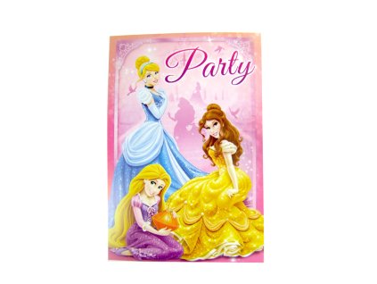 Pozvánka na párty Princess 5ks (Farba Ružová, Veľkosť 15x10cm)