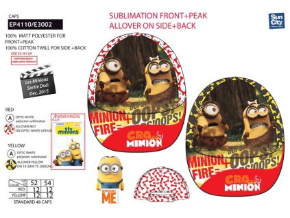 Detská šiltovka MINIONS.. (Farba Červená, Veľkosť 52)