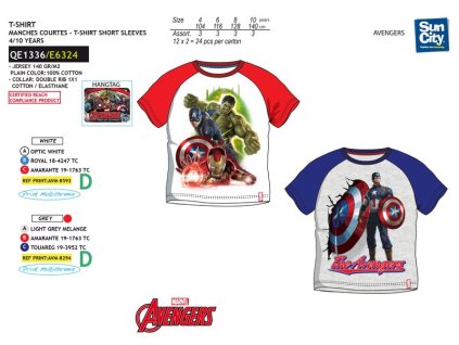 Chlapčenské tričko AVENGERS (Farba Biela, Veľkosť 4r)