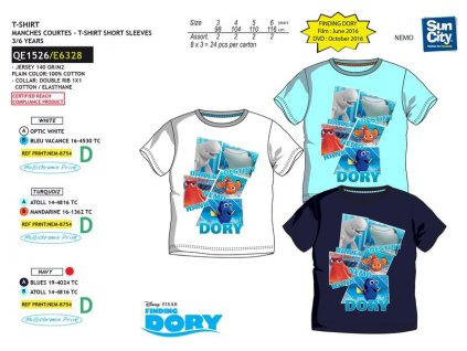 Chlapčenské tričko Hľadá sa Dory, C-2-QE1526 (Farba Biela, Veľkosť 3r)