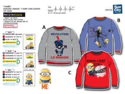 Detské tričko s dlhým rukávom Minions - Why Can't We Be Friends (Farba Modrá, Veľkosť 3r)