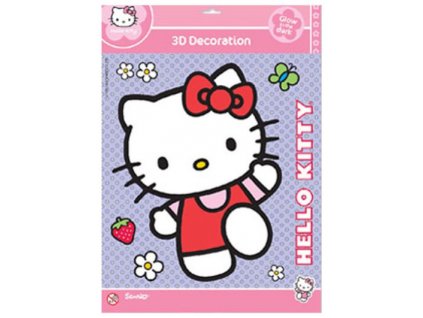 Samolepka 3D Hello Kitty 25x20cm glow in the dark (Farba Neurčená, Veľkosť Neurčená)