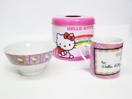 Hello Kitty set - Hrnček a miska v plechovke SET (Farba Neurčená, Veľkosť Neurčená)
