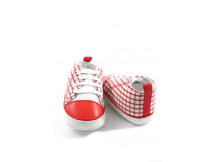 Kojenecké topánočky - káro (Farba Červená, Veľkosť 6-12m)