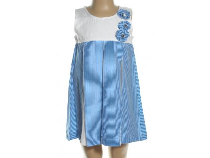 Detské pásikavé šaty (Farba Modrá, Veľkosť 98)