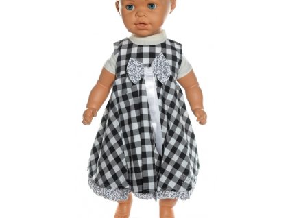 Baby šaty - kockované s mašlou (Farba Čierna, Veľkosť 86)