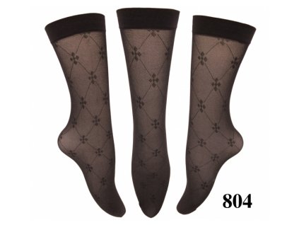 Kompresívne bezpätové silonkové ponožky LOTUS®, vzor káro (Farba Čierna, Veľkosť 36-40)