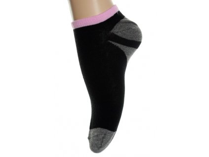 Kotníkové ponožky - čierne a ružový pás (Farba Čierna, Veľkosť 36-40)