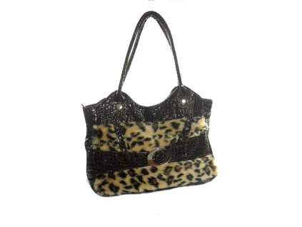 Kožušinková kabelka s prackou - tiger (Farba Tmavohnedá, Veľkosť 51x36x5cm)