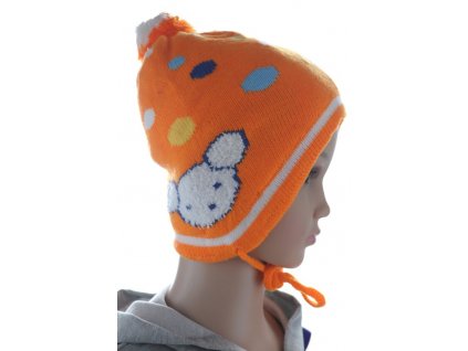Detská čiapka na uvazovanie s bodkami (Farba Tmavoružová, Veľkosť Neurčená)