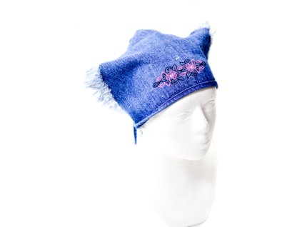 Detská čiapka - šatka riflová (Farba Modrá, Veľkosť Neurčená)