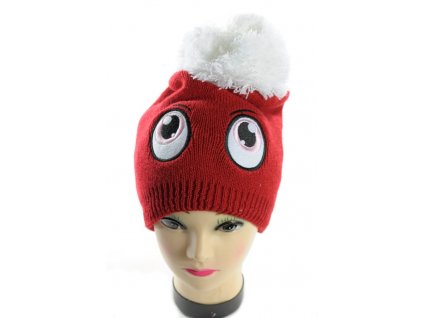 Zimná čiapka - oči (Farba Červená, Veľkosť UNI)