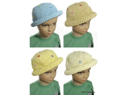 Detský slamený klobúk s kvietkami (Farba Svetložltá, Veľkosť UNI)