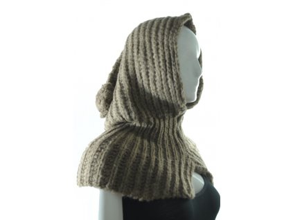 Pletený šál s čiapkou (Farba Svetlošedá, Veľkosť Neurčená)