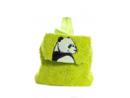 Detský mini ruksak chlpatý - panda, 0.5L (Farba Svetlozelená, Veľkosť 25x20cm)