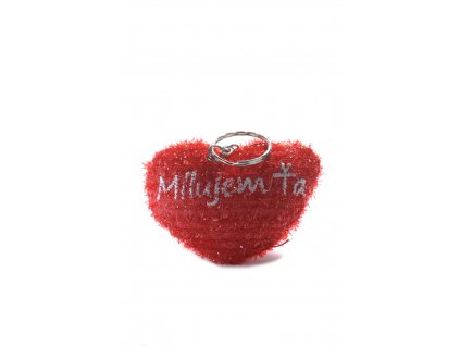 Prívesok na kľúče srdce Milujem ťa (Farba Červená, Veľkosť 7x4cm)