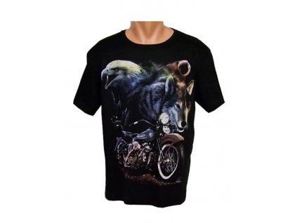 Tričko PoloTrade - vlk s motorkou (Farba Čierna, Veľkosť S)