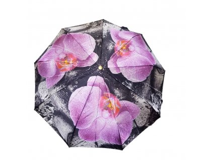 Poloautomatický,vetruodolný dáždnik ružový kvet