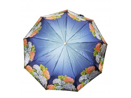 Poloautomatický,vetruodolný dáždnik hortenzie