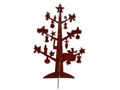 Červený kovový vianočný stromček na stôl + držiak na čajové sviečky