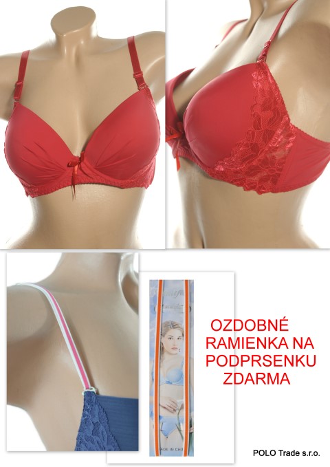 Dámska podprsenka čipka, košík B Veľkosť: B75, Farba: Tmavoružová