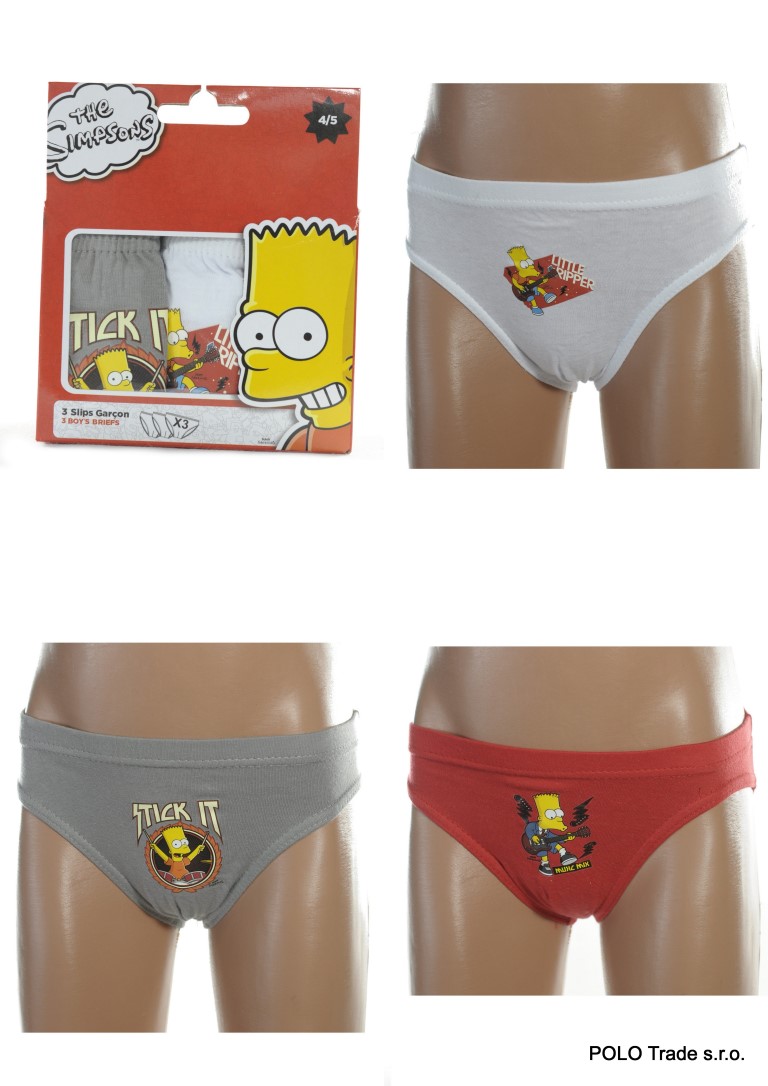 Detské bavlnené slipy   The Simpsons, 3 kusy v balení Veľkosť: 2/3r, Farba: Červená