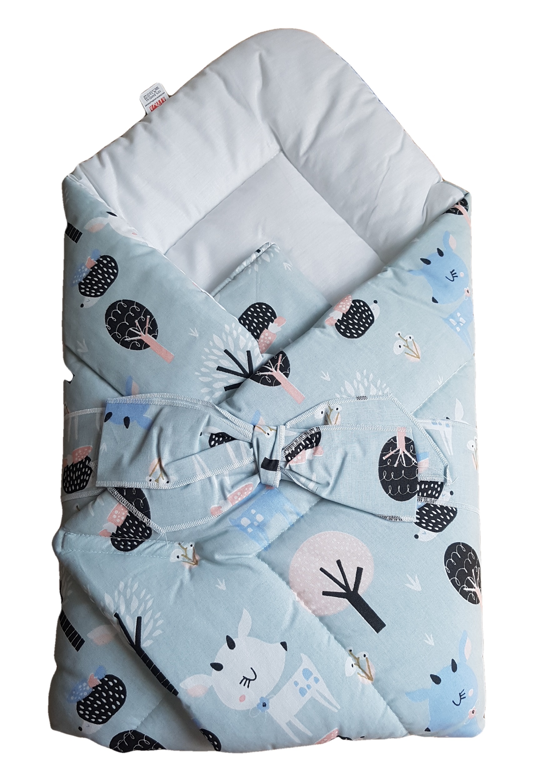 Perinka s mašľou pre bábätká - zvieratká v lese Veľkosť: 75*75cm, Farba: Svetlomodrá
