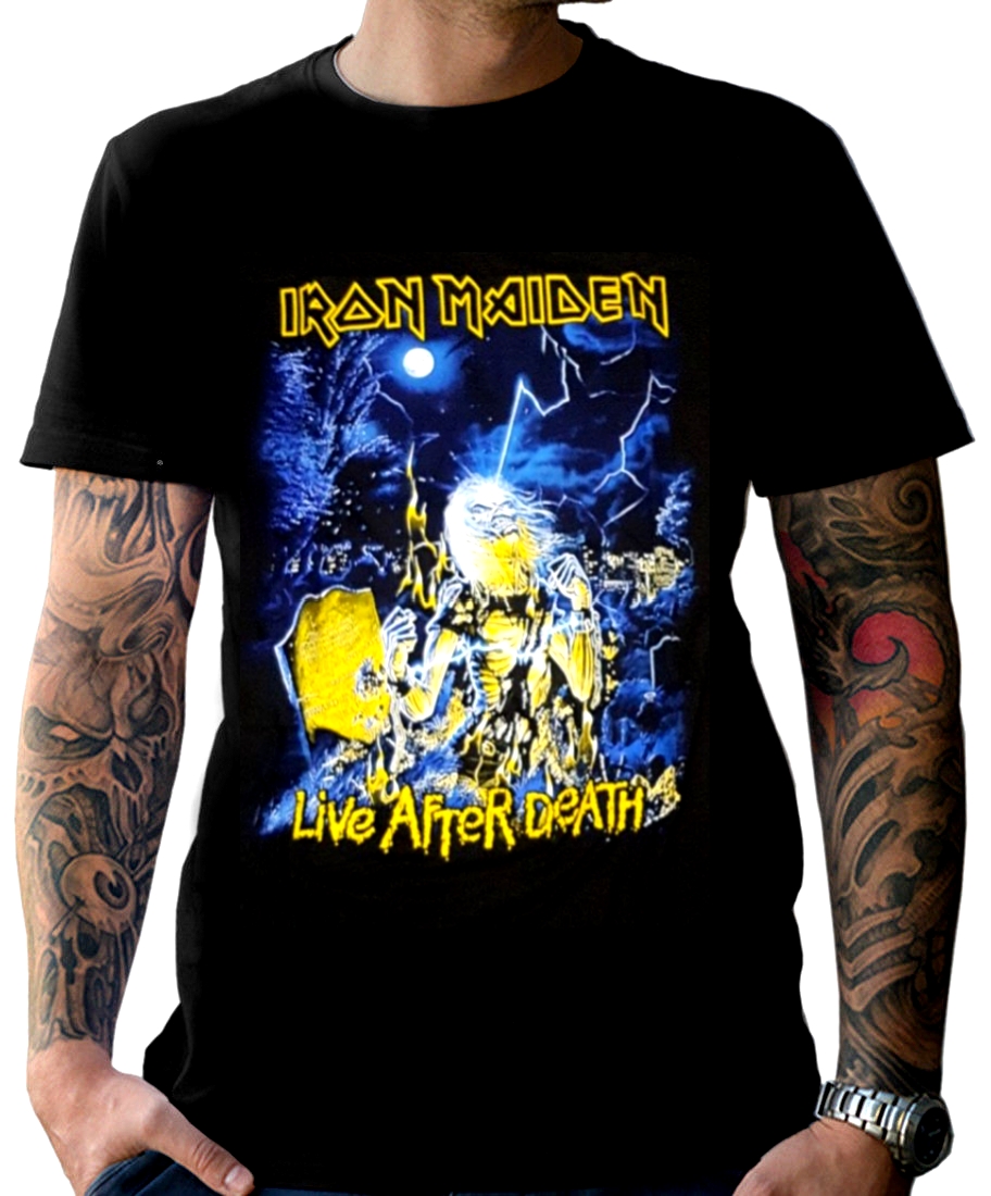 Pánske metalové tričko Iron Maiden Live Veľkosť: M, Farba: Žltá