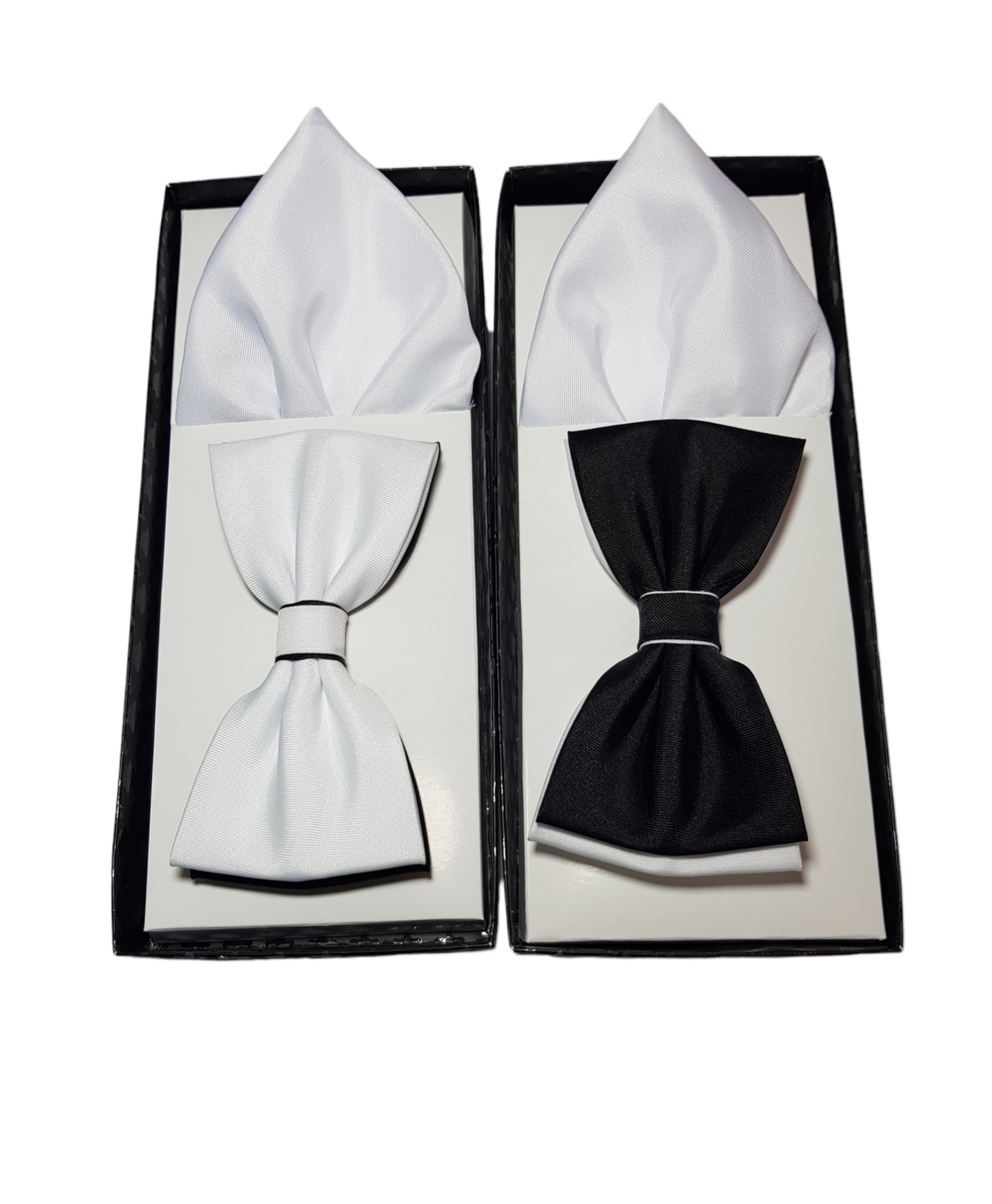 Pánsky set - motýlik s vreckovkou Duo 2 farebný Veľkosť: 12cm, Farba: Čierna