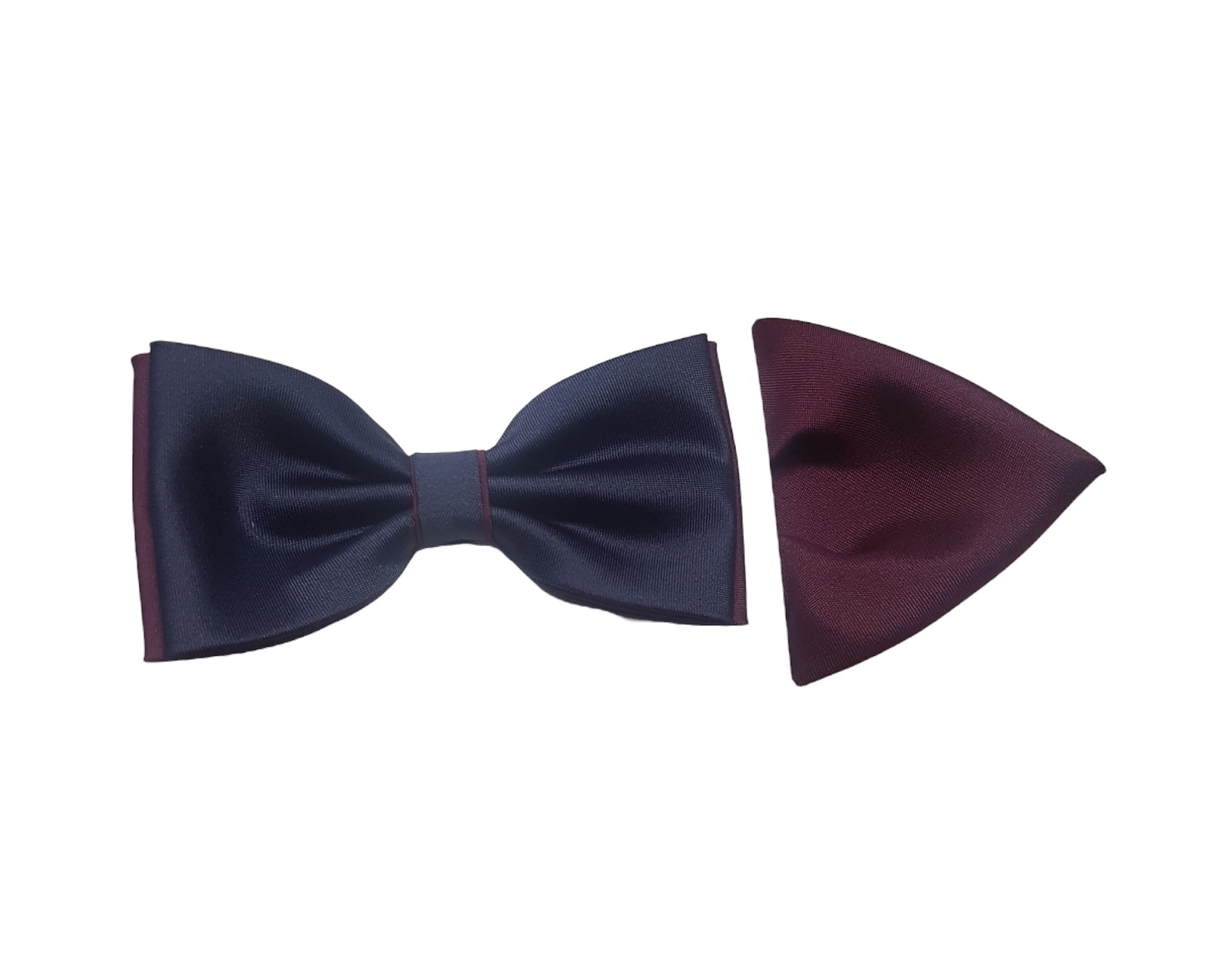 Pánsky set - motýlik s vreckovkou 2 farebný tmavočervený Veľkosť: 12cm, Farba: Tmavomodrá