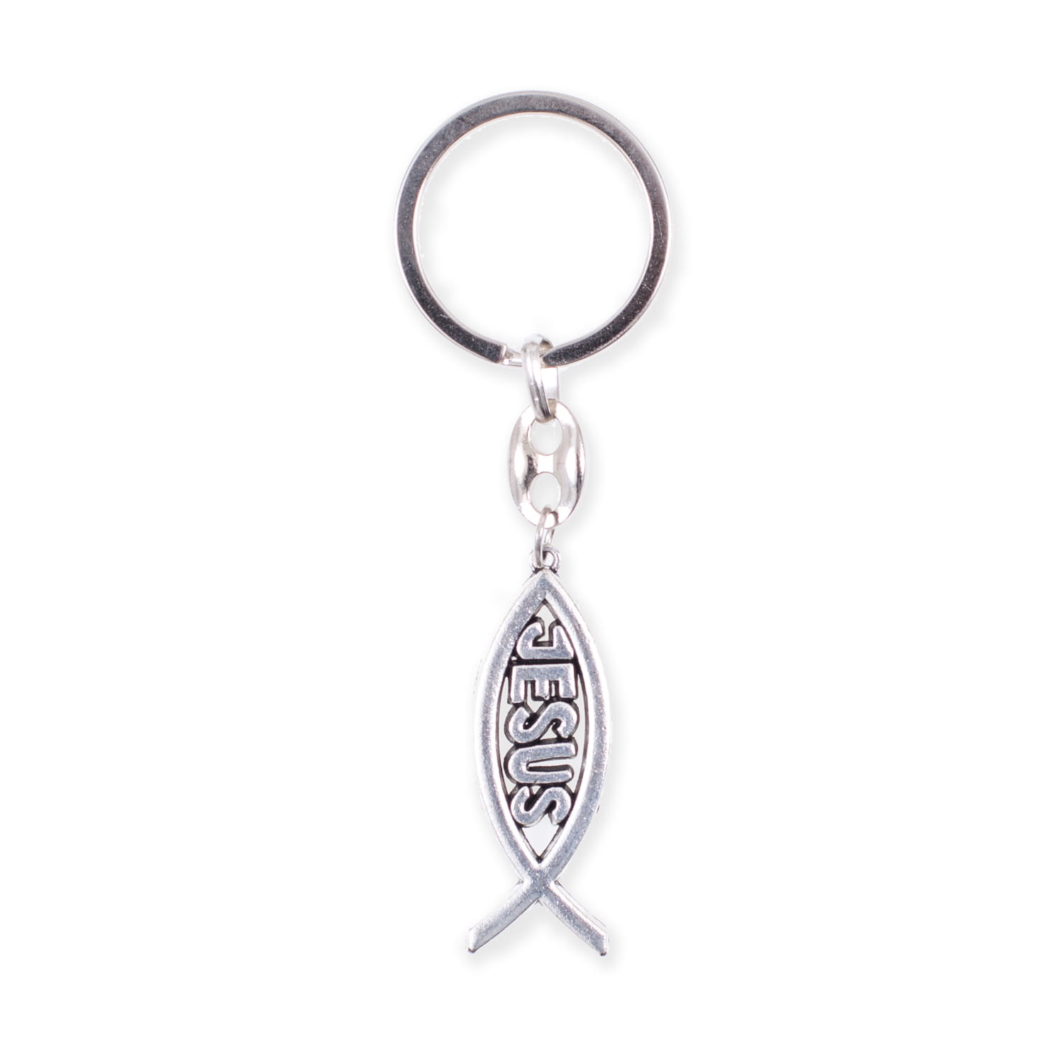 Kľúčenka JESUS kresťanská ryba Ichthys 9 cm Veľkosť: 9cm, Farba: Strieborná