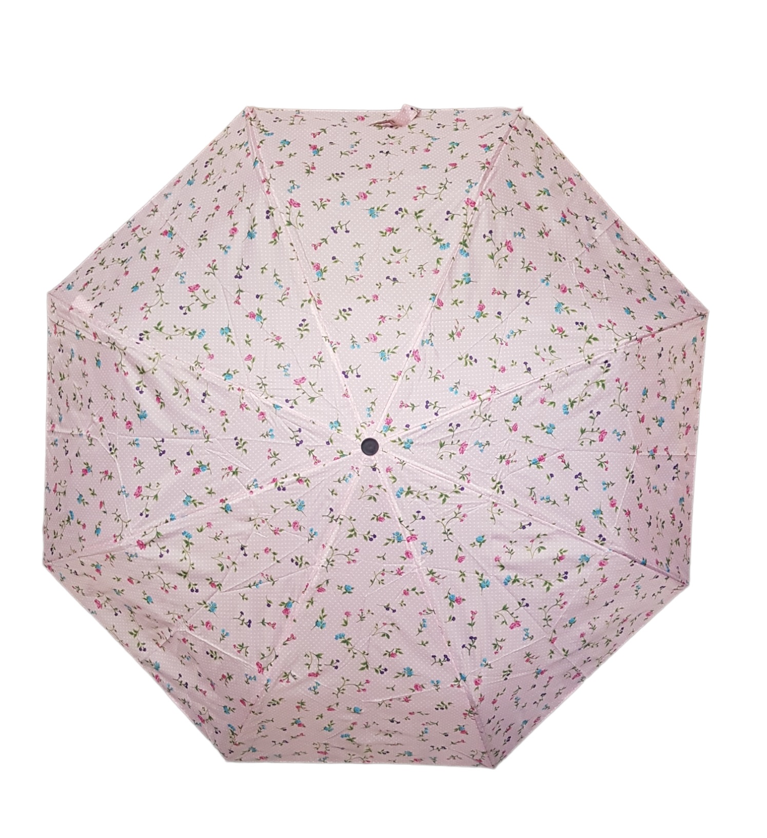 Dáždnik skladací manuálny  malé kvietky Veľkosť: 98cm, Farba: Svetloružová